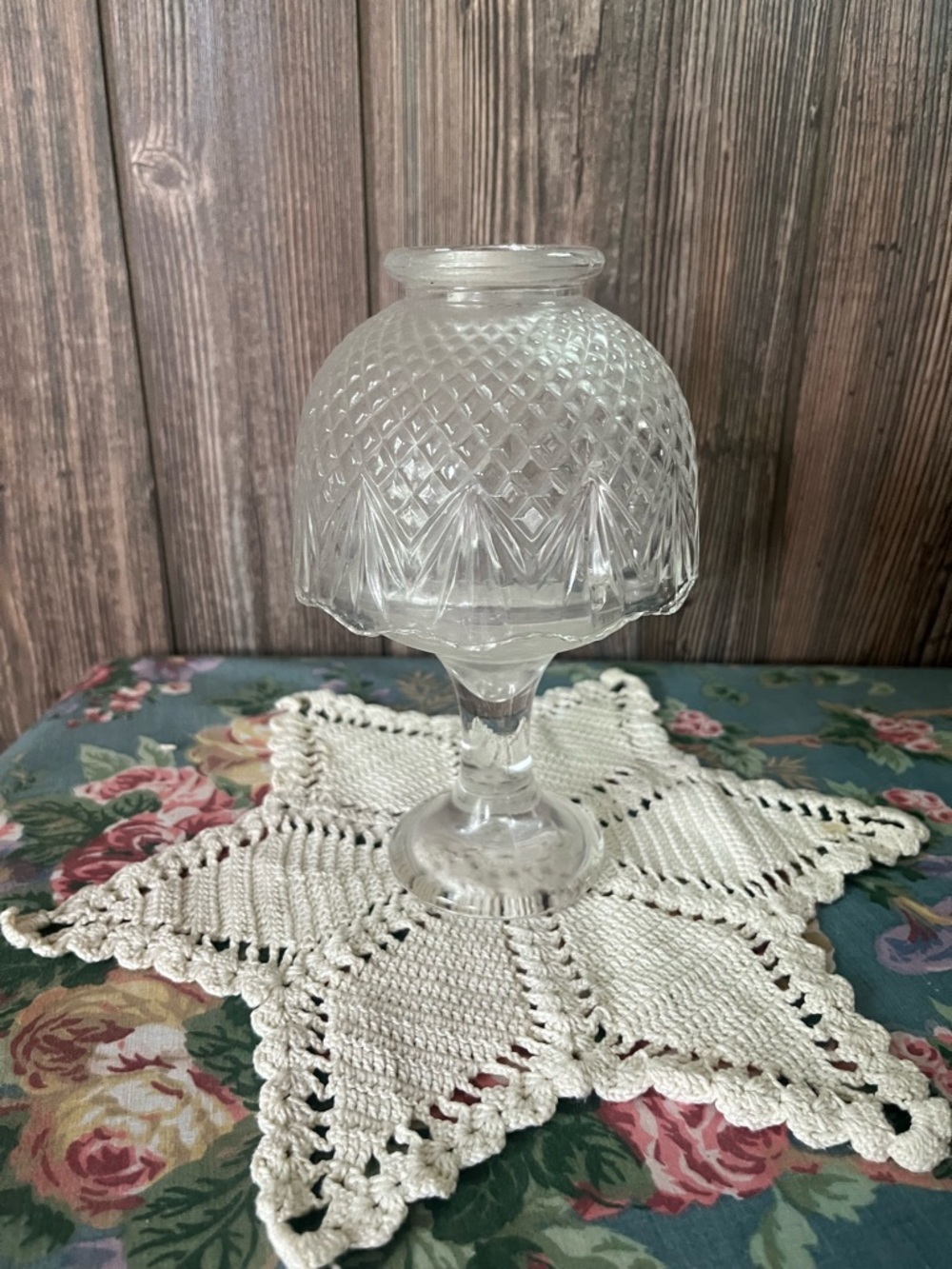 Glass Pedestal fairy lamp- Clear